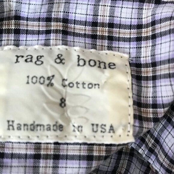 RAG &  bone Button Down Plaid Shirt Size 8 - Picture 7 of 7